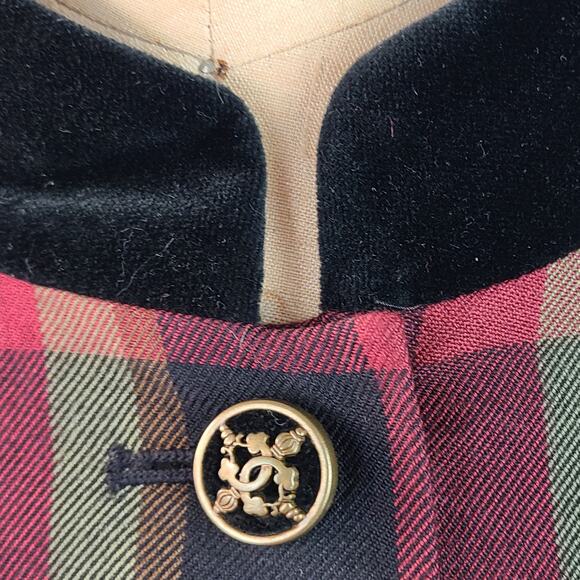 Vintage oversized shoulder pads red green black plaid blazer size 16 - Picture 5 of 9